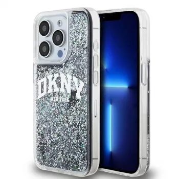 DKNY Funda Liquid Glitter Big Logo para iPhone 14 Pro - Negra