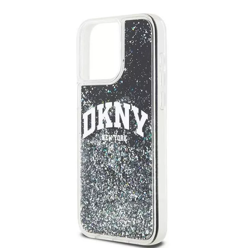 DKNY Funda Liquid Glitter Big Logo para iPhone 14 Pro Max - Negra