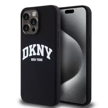 DKNY Funda MagSafe de silicona líquida Arch Logo para iPhone 14 Pro Max - negra