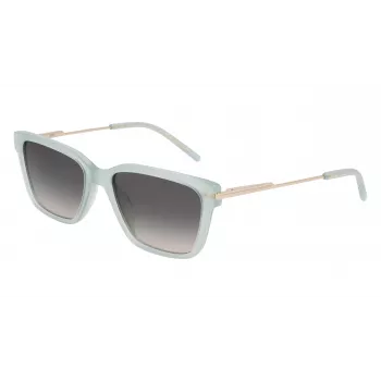 DKNY Gafas de sol mujer DK713S - Montura rectangular marrón Havana con lentes marrones degradadas - 56 mm de ancho de lente