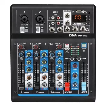 Mezclador de audio analógico de 4 canales DNA Professional DNA MIX 4 EQ con USB, MP3, Bluetooth