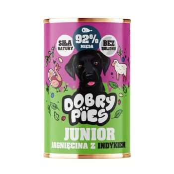 DOBRY PIES Junior cordero con pavo comida húmeda para perros 400g