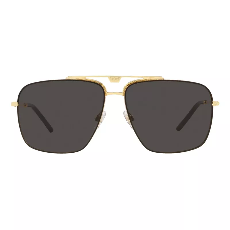Dolce & Gabbana DG2264-02-87 Gafas de sol de hombre oro montura lentes grises Pilot 61mm