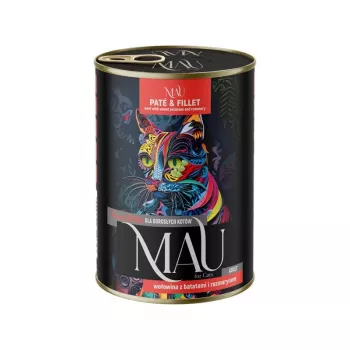 DOLINA NOTECI MAU Paté y filete de ternera con batata y romero - Comida húmeda para gatos - 400g