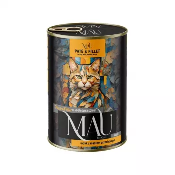 DOLINA NOTECI MAU Paté y filete pavo con crema de cacahuete - Comida húmeda para gatos - 400g