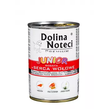 DOLINA NOTECI Premium Junior Rich in Beef Hearts - Alimento húmedo para perros - 400 g