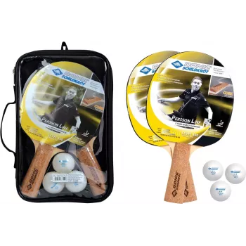Donic Schildkröt 788490 set de palas de tenis de mesa, 2 palas de madera, goma negra, nivel principiante 100
