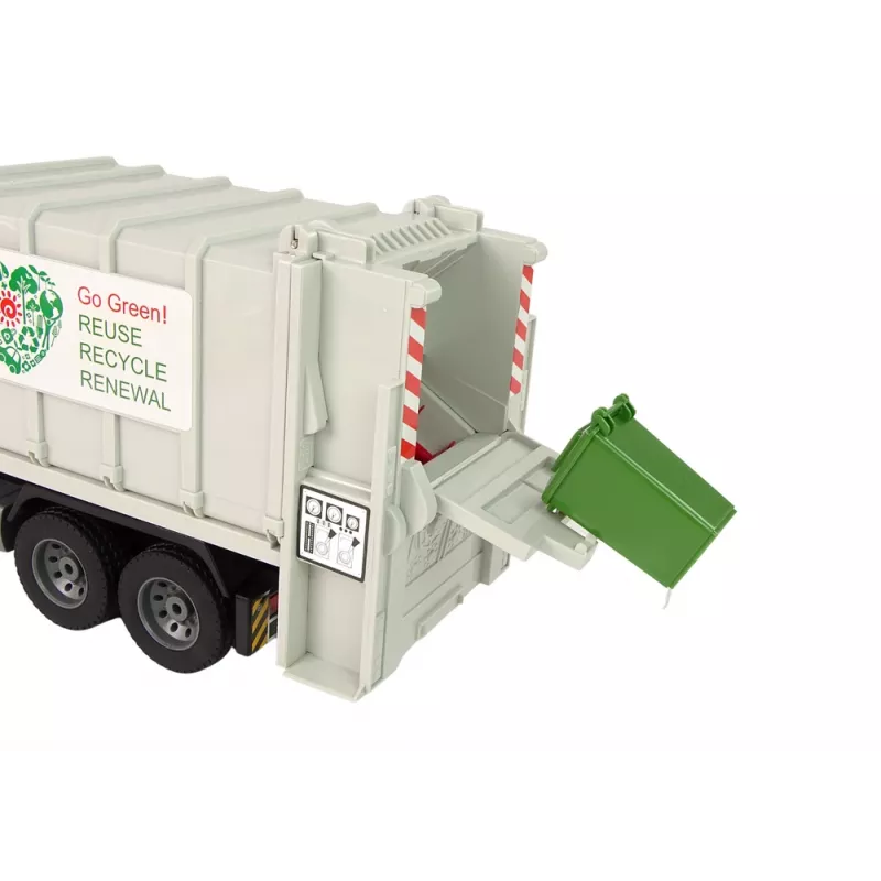Double E Camión de basura teledirigido Mercedes-Benz Antos naranja con contenedor 12898