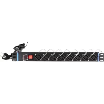 DSIT DS-8PDU-C13 Unidad de distribución de energía – PDU para rack 1U, 8 salidas IEC C13, 10A 250V, cable de 2m, negra