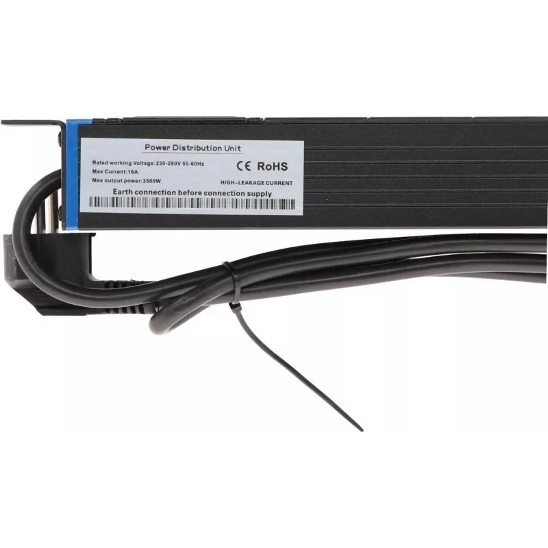 Unidad de distribución de energía DSIT DS-8PDU-C13 19" 1U, 8 salidas C13, cable de 1,8 m, negra