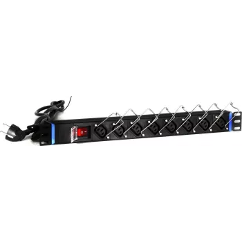 DSIT DS-8PDU-C13 Unidad de distribución de energía – PDU para rack 1U, 8 salidas IEC C13, 10A 250V, cable de 2m, negra