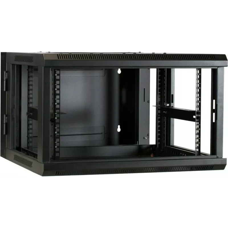 DSIT DS6606-DOUBLE armario de servidor de pared 6U con puerta de cristal reversible, 600x600x368 mm, negro