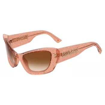 DSQUARED2 Gafas de sol de mujer D2-0118-S-733 montura cuadrada de acetato negra lente degradada gris 57mm