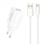 Dudao Fuente de Alimentación EU 2x USB 5V / 2,4A + Cable USB Type-C Blanco (A2EU + Type-C Blanco) Blanco