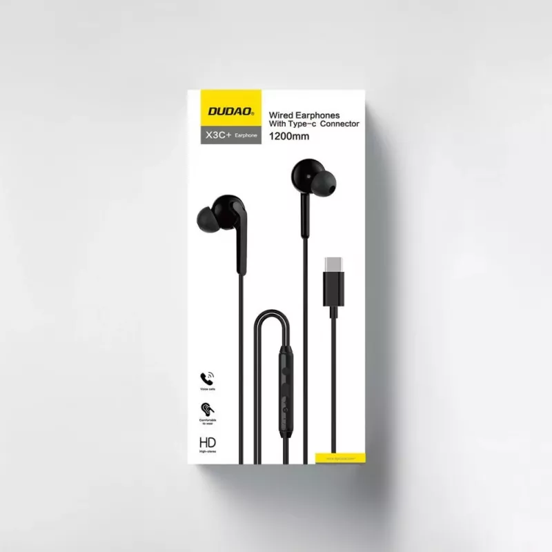 DUDAO Hi-Fi X3C+ Auriculares in-ear con cable y micrófono, 1,2 m, Negro