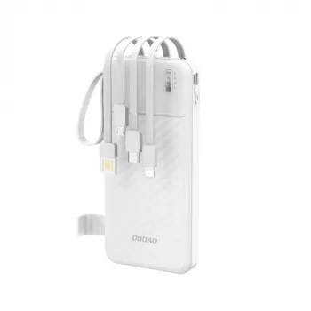 Dudao K11 Batería externa 10000mAh con cables integrados blanca