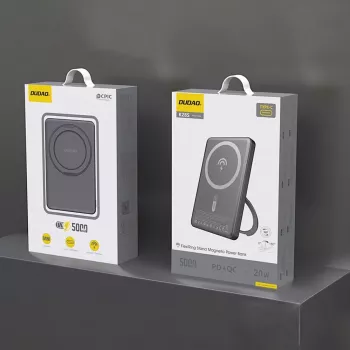 Batería externa Dudao K28S 20W PD 5000mAh con MagSafe y soporte - gris