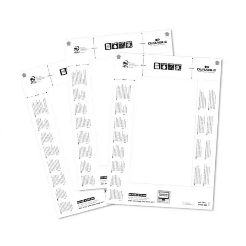 DURABLE BADGEMAKER® etiquetas insertables 61 x 210 mm, 100 uds., cartón blanco, láser/inyección 146002