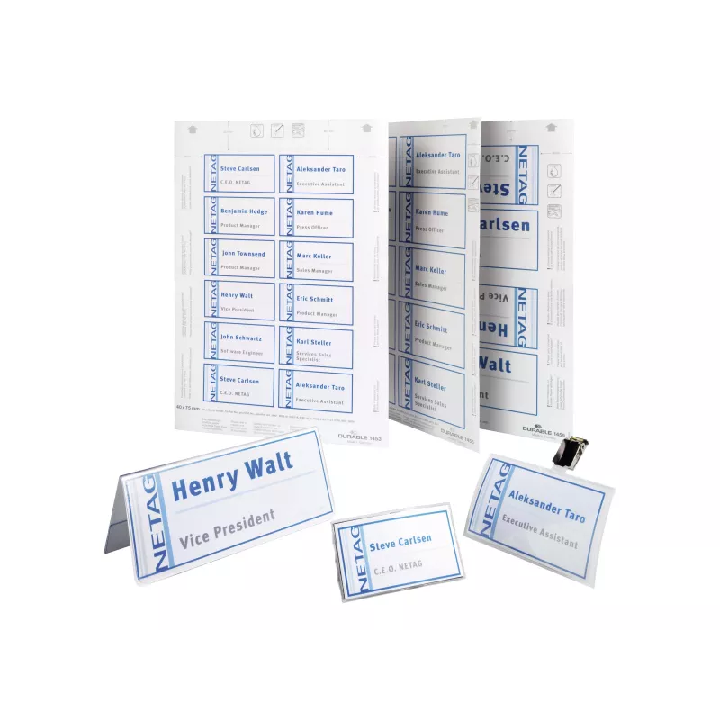 DURABLE BADGEMAKER® etiquetas insertables 61 x 210 mm, 100 uds., cartón blanco, láser/inyección 146002