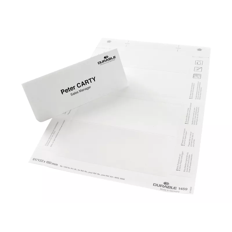 DURABLE BADGEMAKER® etiquetas insertables 61 x 210 mm, 100 uds., cartón blanco, láser/inyección 146002