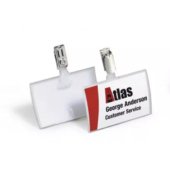 DURABLE CLICK FOLD Placa de identificación con pinza, inserto de 90x54 mm, transparente, pack de 25 821619