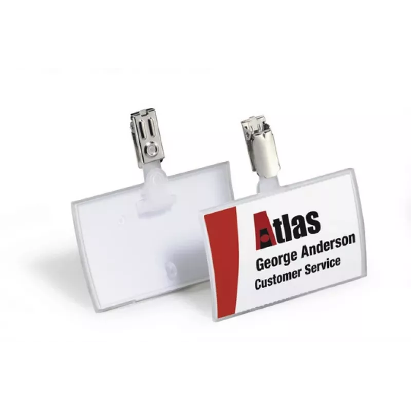 DURABLE CLICK FOLD Placa de identificación con pinza, inserto de 90x54 mm, transparente, pack de 25 821619