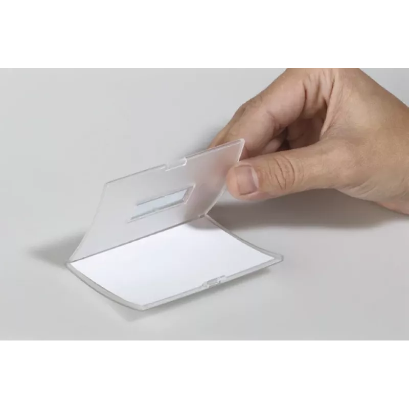 DURABLE CLICK FOLD Placa de identificación con pinza, inserto de 90x54 mm, transparente, pack de 25 821619