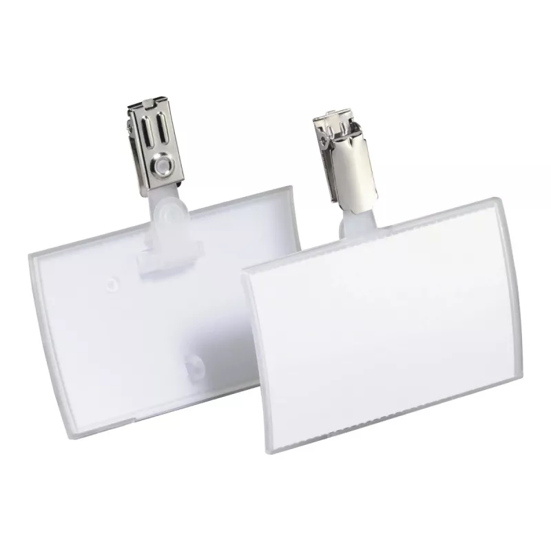 DURABLE CLICK FOLD Placa de identificación con pinza, inserto de 90x54 mm, transparente, pack de 25 821619