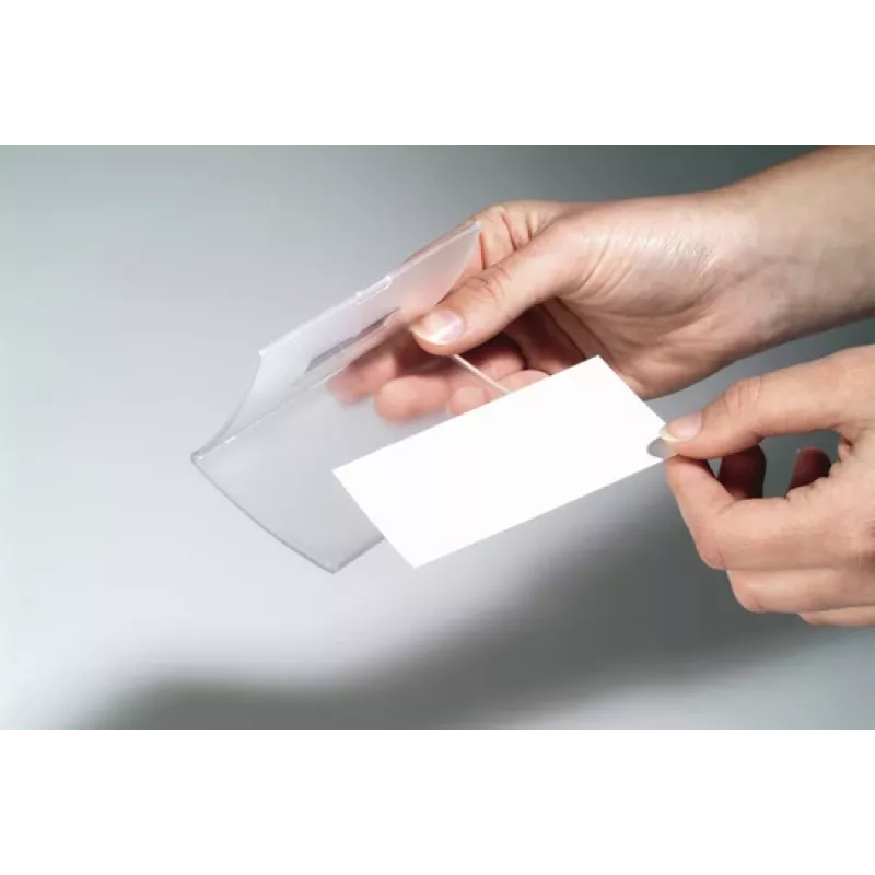 DURABLE CLICK FOLD Placa de identificación con pinza, inserto de 90x54 mm, transparente, pack de 25 821619