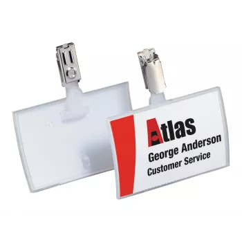 DURABLE CLICK FOLD Placa de identificación con pinza, inserto de 90x54 mm, transparente, pack de 25 821619