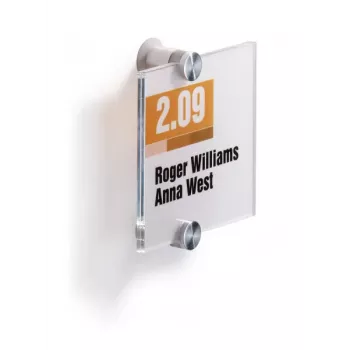 DURABLE CRYSTAL SIGN placa de puerta 105x105 mm, metacrilato sin marco, montaje con tornillos, transparente, 1 set 482019