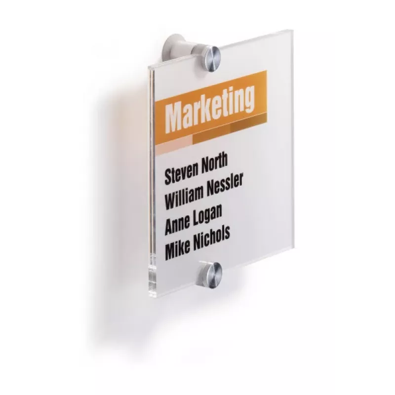 DURABLE CRYSTAL SIGN Placa de puerta 148x148 mm, acrílico transparente, montaje con tornillos, set de 1 482219