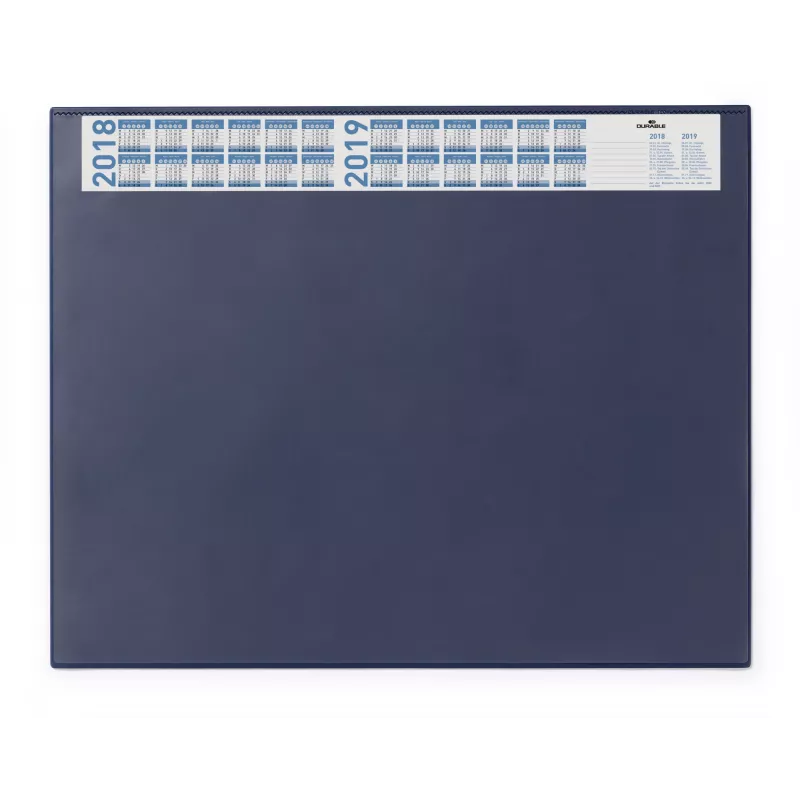 DURABLE Protector de escritorio con calendario integrado, cobertura total transparente, 65x52 cm, azul oscuro