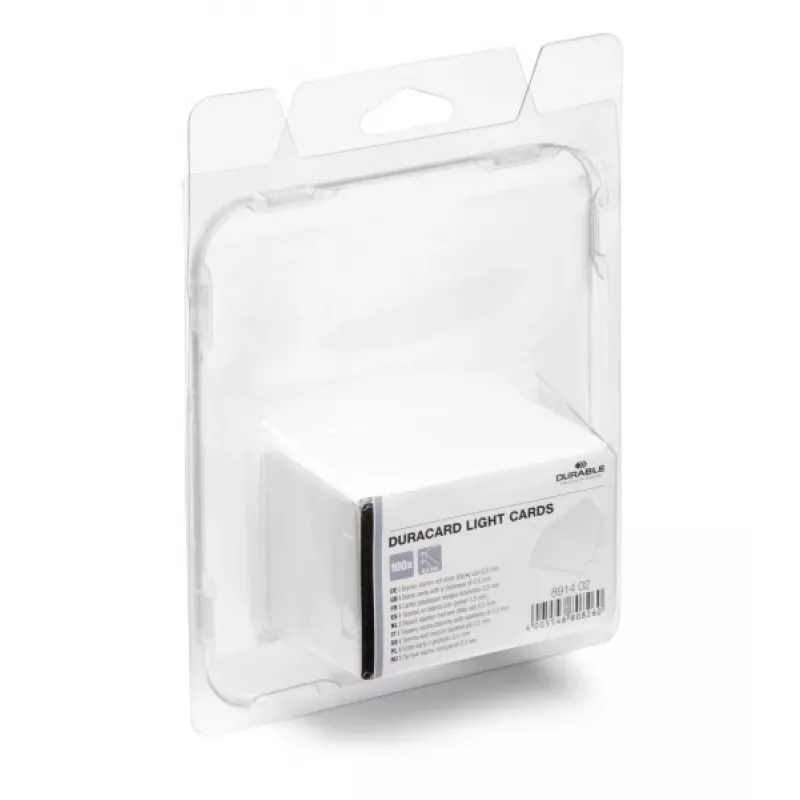 DURABLE DURACARD® Tarjetas de plástico 0,50 mm blancas CR80 (pack de 100) 891402