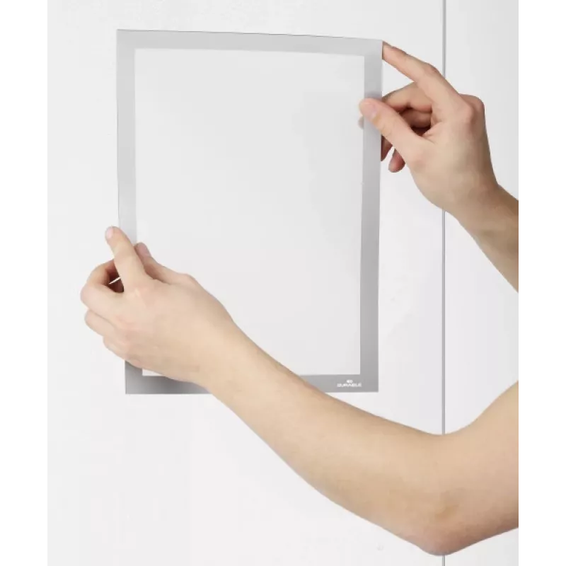 DURABLE DURAFRAME SUN A4 Marco informativo autoadhesivo resistente a los UV, plateado, pack de 2 484123