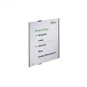 DURABLE INFO SIGN A3 Panel informativo vertical Plata de aluminio, acrílico antirreflejo, montaje atornillado, inserción de 297 x 420 mm 480823