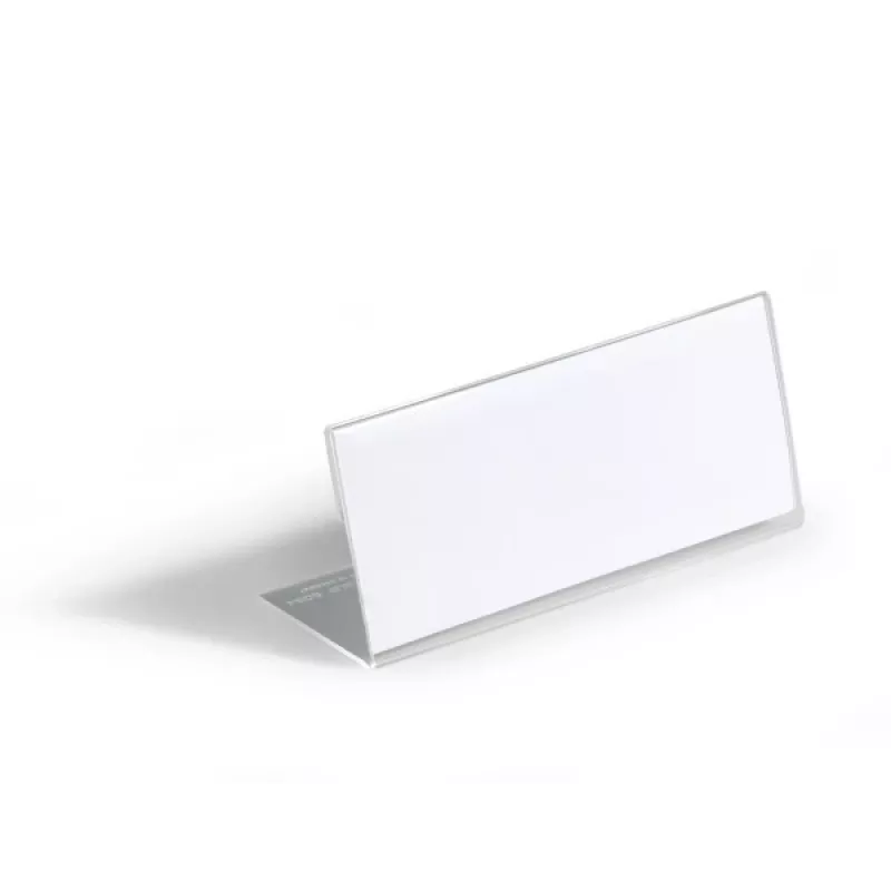 DURABLE portanombres de mesa en forma de L 61x150 mm acrílico transparente, pack de 10 805419