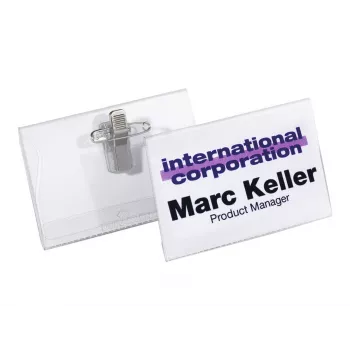 DURABLE Placa de identificación 75x40 mm con clip combinado, pack de 50 815719
