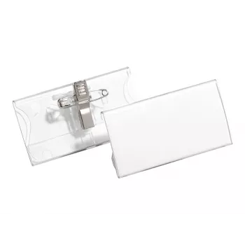 DURABLE Portatarjetas de identificación 40x75 mm con clip combinado, acrílico, Transparente, 25/VE (812119)