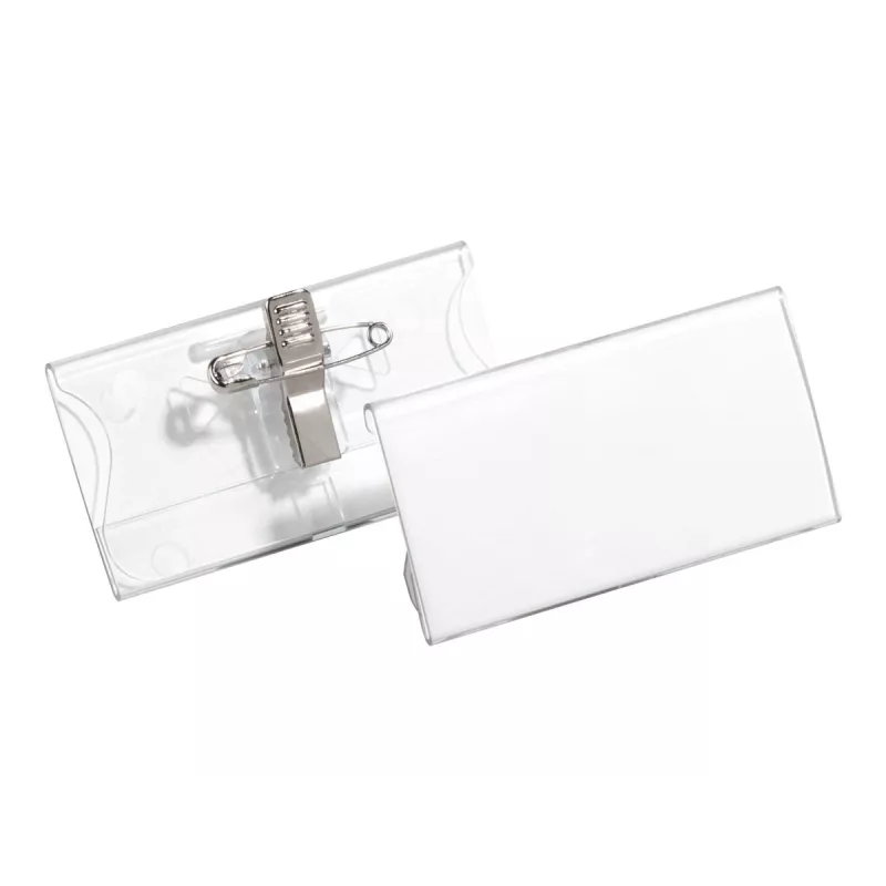 DURABLE Portatarjetas de identificación 40x75 mm con clip combinado, acrílico, Transparente, 25/VE (812119)
