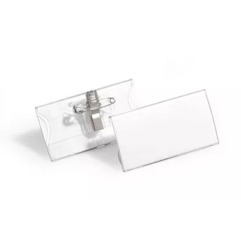 DURABLE Portatarjetas de identificación 40x75 mm con clip combinado, acrílico, Transparente, 25/VE (812119)