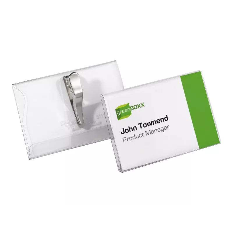 DURABLE Portanombres 54x90 mm con pinza de cocodrilo, pack de 25, transparente 811119