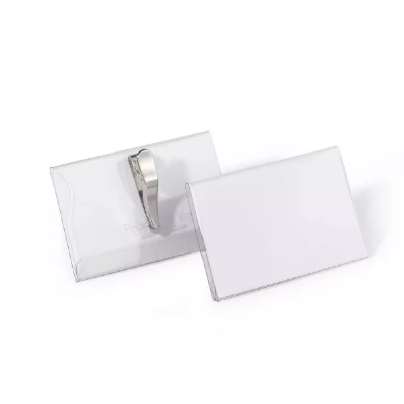 DURABLE Portanombres 54x90 mm con pinza de cocodrilo, pack de 25, transparente 811119