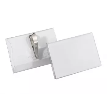 DURABLE Portanombres 54x90 mm con pinza de cocodrilo, pack de 25, transparente 811119