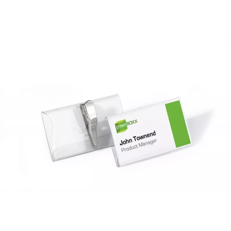 DURABLE portanombres 75x40 mm con pinza de cocodrilo, transparente, pack de 25 811019