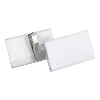 DURABLE portanombres 75x40 mm con pinza de cocodrilo, transparente, pack de 25 811019
