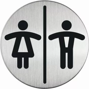 DURABLE PICTO señal de WC unisex, redonda, plateada, autoadhesiva, 83 mm, 1 unidad 492023
