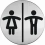 DURABLE PICTO señal de WC unisex, redonda, plateada, autoadhesiva, 83 mm, 1 unidad 492023