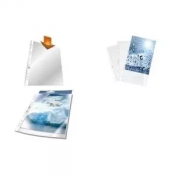 DURABLE PREMIUM Fundas perforadas A4, 100 micras, cristal transparente, multitaladradas, pack de 100 268319