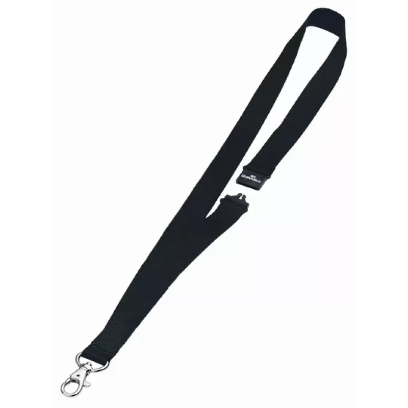 DURABLE Textil-Lanyard 20 con mosquetón, negro, pack de 10 (813701)